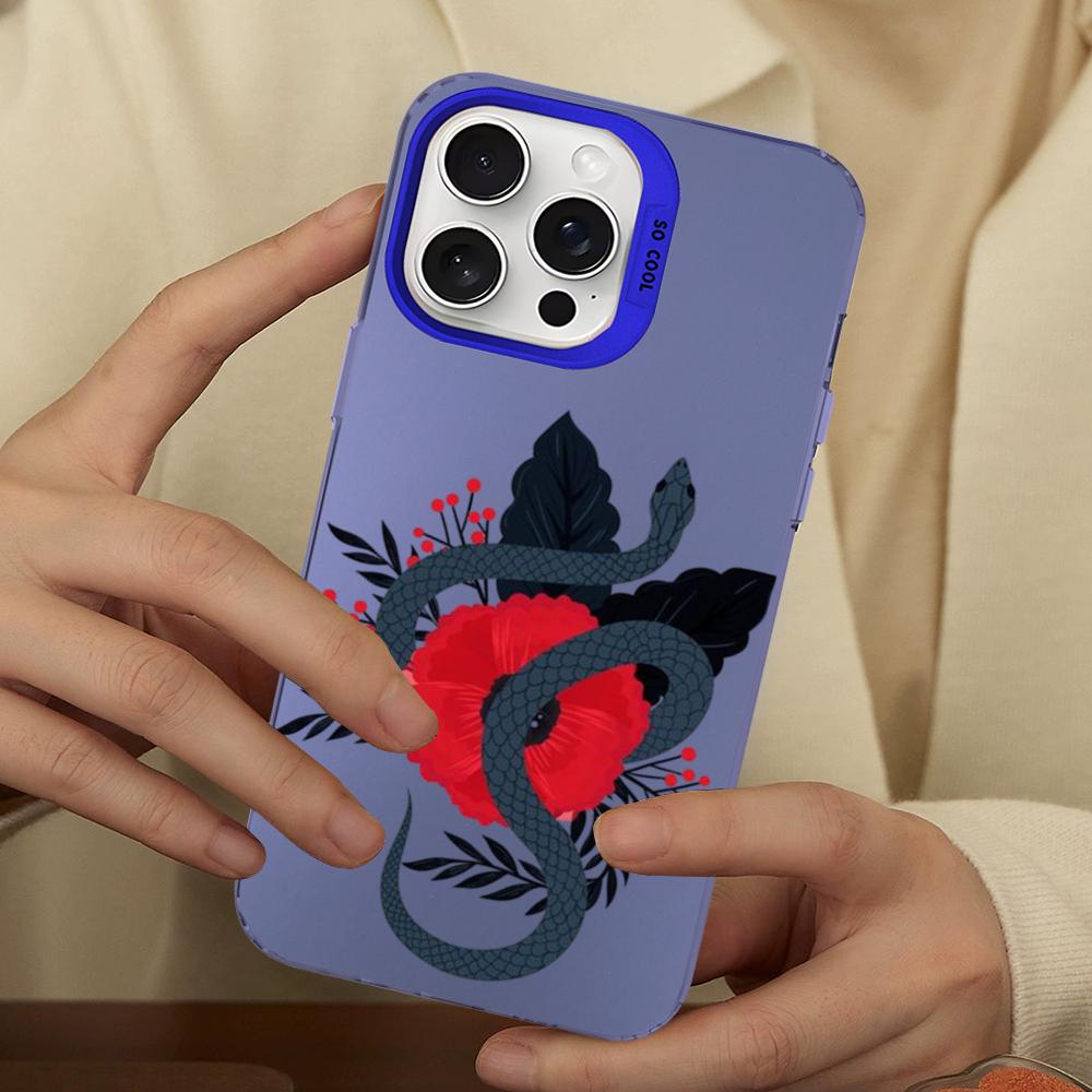 Чехол для телефона «Цветок змеи» «Картина змеи» для IPhone 16 15 14 13 12 11 Pro Max X XR XSMAX 8 7 Plus Матовый противоударный задний чехол