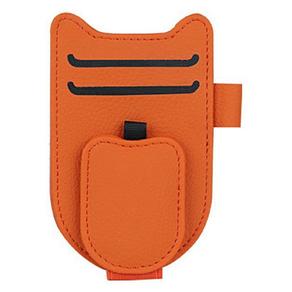Multi-Functional Sunglasses Holder for Car Sun Visor Clip On PU Leather Card Organizer with Pen Loop