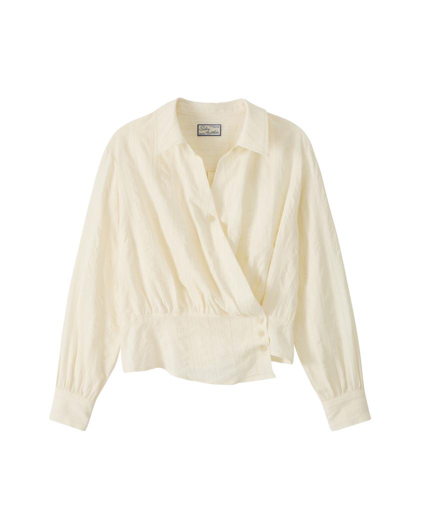 SALON DE YOHN Soft Cotton Wrap Blouse_ Ivory