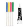 4 Food Markers Yellow, Green, Pink, Blue + Black Icing Pen