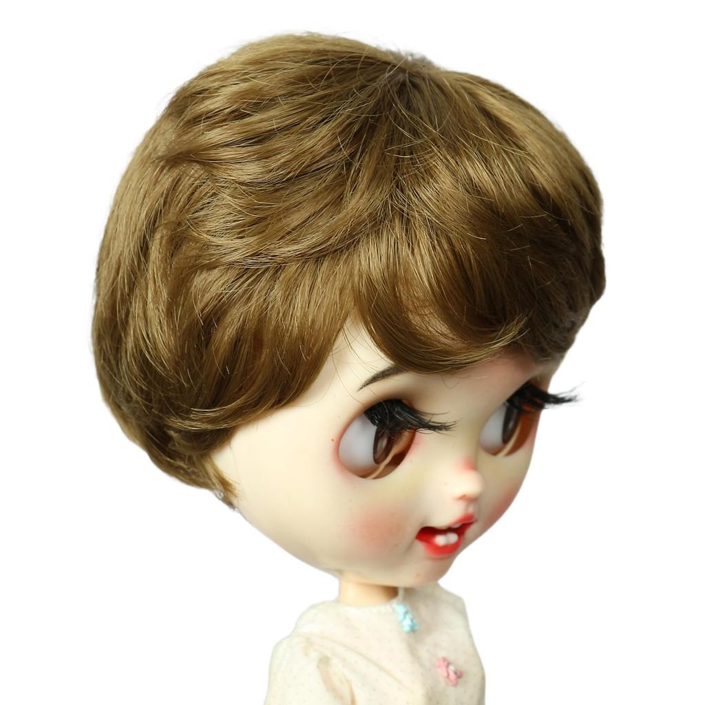 Linfairy дюймовый кукольный короткий кудрявый парик 9-10 (Оливково-коричневый)