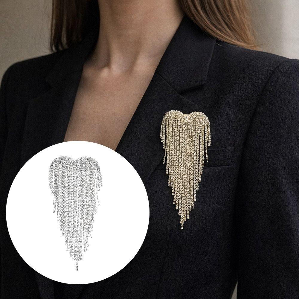 DIY Accessory Tassel Brooch Heart Studded Diamond Brooch Fashion Lapel Brooch