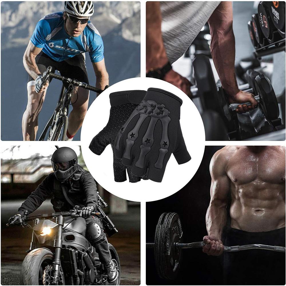 Fingerless Gloves Cycling Non-slip Half Finger Gloves for MTB Bike Outdoor Sports Exercise Skate Skateboard Roller Skating