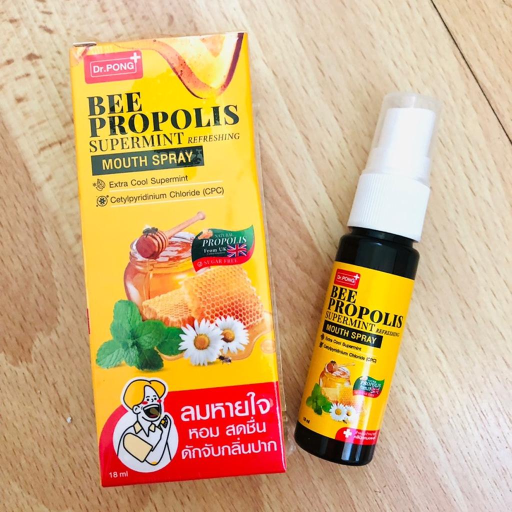 Спрей для рта Dr.Pong+ Bee Propolis Supermint, Extra Cool Supermint, цетилпиридиний хлорид (CPO), 18 мл. х 1/3 шт.