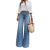 High Waist Loose Straight Jeans Women Light Wash Wide Leg Trousers Office Commute