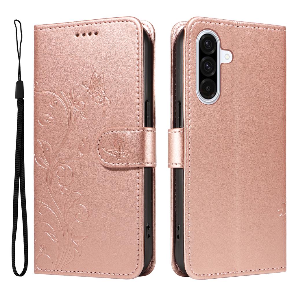 For Samsung Galaxy A36 5G PU Leather Cases Flower Pattern Wallet Stand Phone Cover with Strap