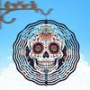 Mexican Day of The Dead Skull Wind Chime - Handcrafted Metal Outdoor Garden Decor with Colorful Cultural Designs, 360° Rotation