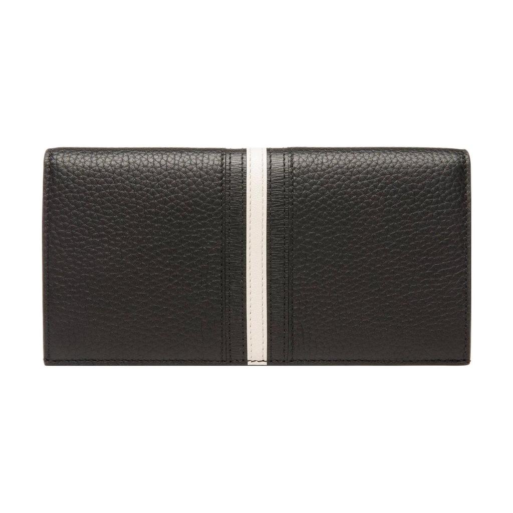 Bally Однотонная полоска с текстурой Логотип Складной слот для карт Кожаный кошелек для монет Мужской кошелек Черный 6304909