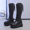 New V-port High Tube Wedge Heel Boots Women's High Boots Thick Sole 8cm~ 10cm Knight Boots