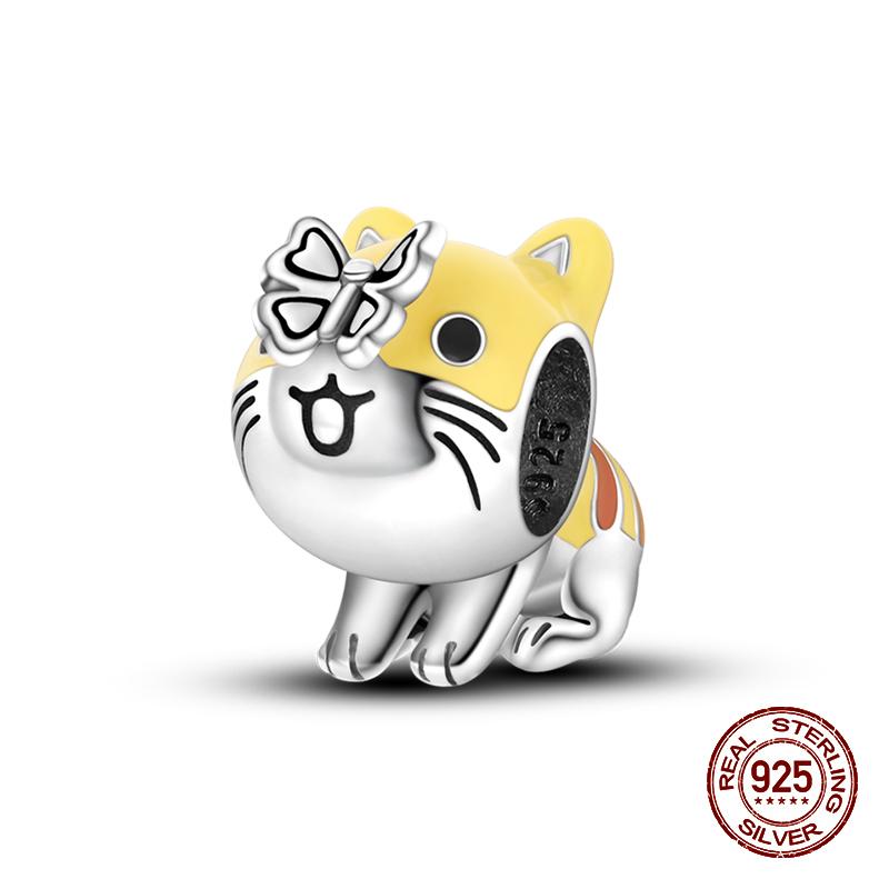 100% стерлингового серебра 925 пробы с изображением кофейного кота, кролика, медведя, пингвина, бусины, подходят для 925 оригинальных браслетов, сделай сам, подарок на день рождения, ювелирные изделия