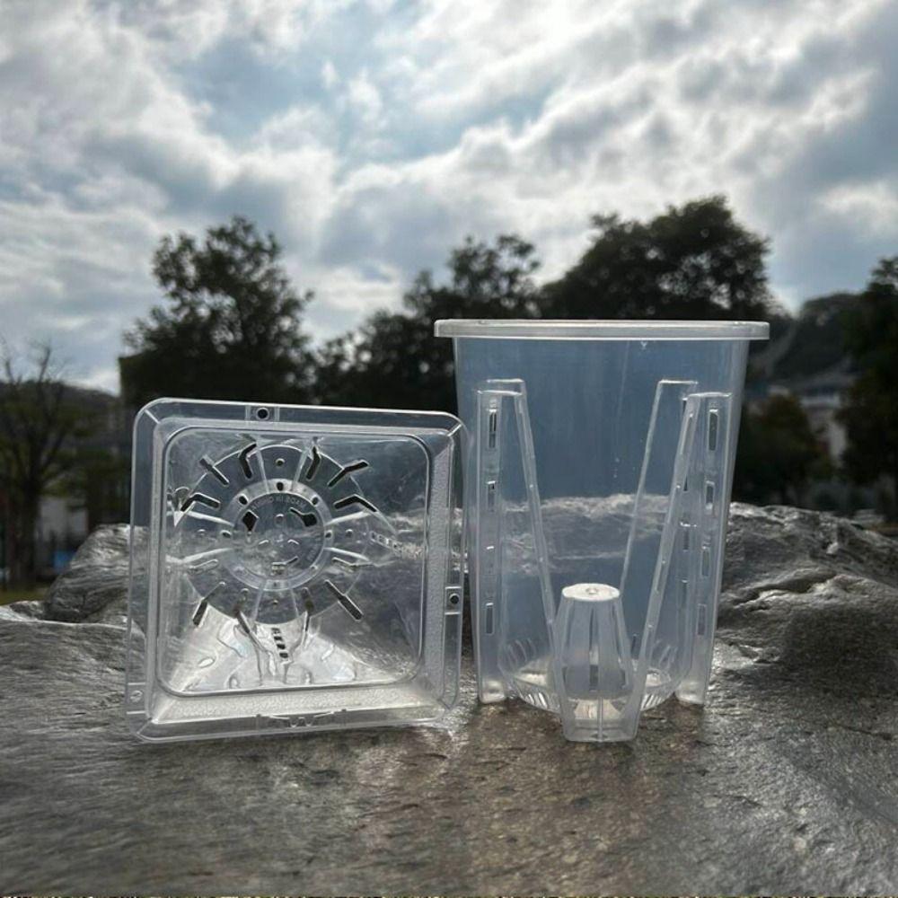 Пластиковый прозрачный цветочный горшок, прозрачный горшок для растений с отверстиями, орхидея фаленопсис, домашний декор