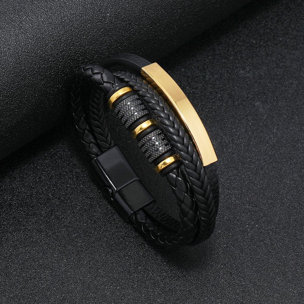 Плетеный кожаный шнурок браслет викингов для мужчин магнитная застежка титановая сталь модный аксессуар