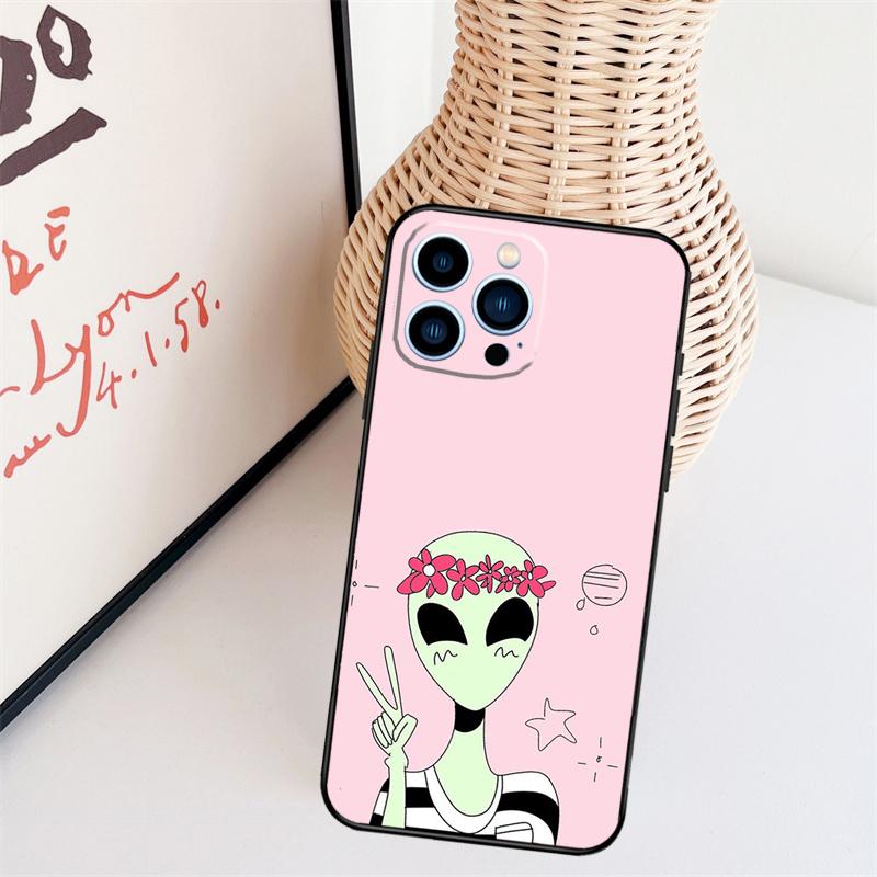Мультяшный Космический Пришелец НЛО Чехол Для iPhone 11 12 13 14 16 15 Pro Max Mini X XS Max XR Plus Чехол Coque