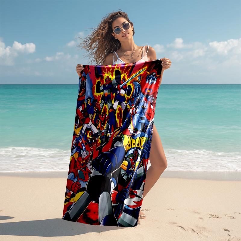 1pc UFO Robot Grendizer10 Beach Towel, Comfortable and Thick, and Swimming/Bath/Picnic/Camping Towel, Suitable for Seaside Beaches