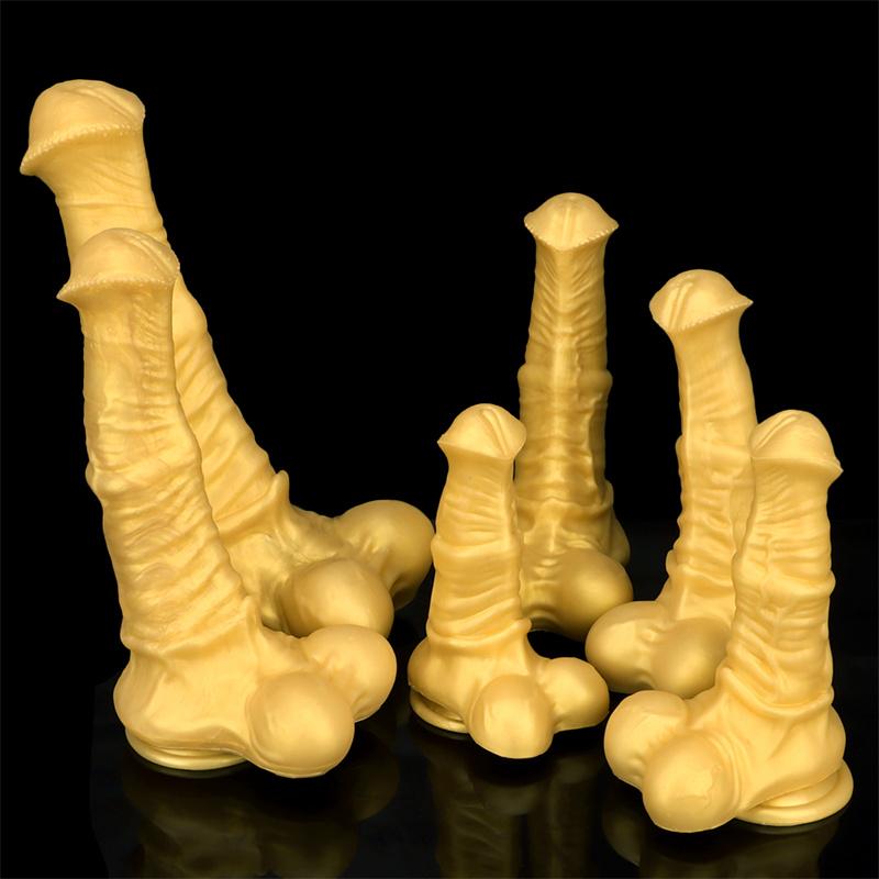 Gold Golden Horse Dildo Male and Female Silicone Soft Oversized Anal Plugs Anal Plug Masturbator