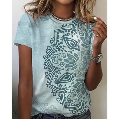 Летний топ с круглым вырезом и 3D-принтом, модные повседневные женские футболки в стиле ретро с короткими рукавами