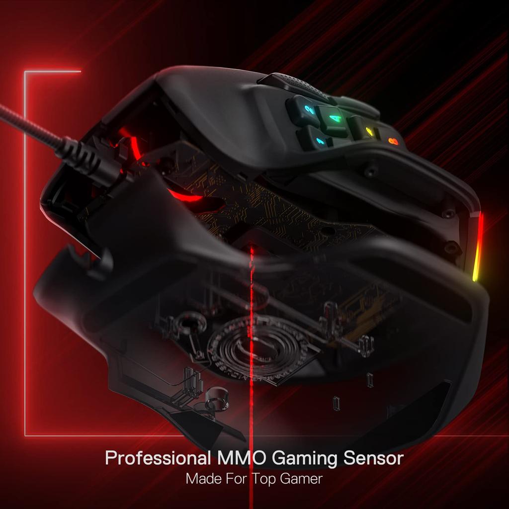 Redragon M811 Aatrox MMO игровая мышь 15 программируемых кнопок проводная игровая мышь RGB эргономичная естественная рукоятка сборка 10 боковых макроклавиш программное обеспечение DIY