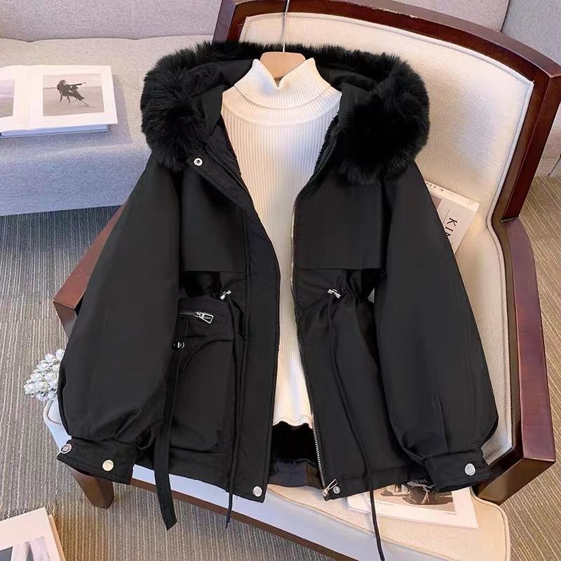 Women Winter Fashion Jacket Fake Fur Collar Oversized Long Coat Hooded Warm Lining Female Puffer Jacket Parkas Mujer