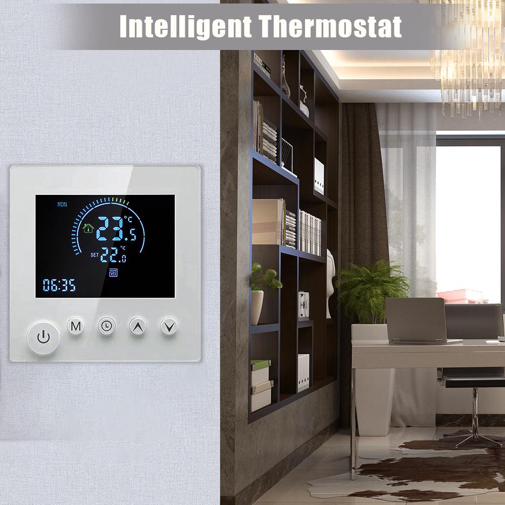 Программируемый умный настенный термостат NTC Сенсор ЖК-дисплей Сенсорная кнопка Электрический подогрев Теплый пол