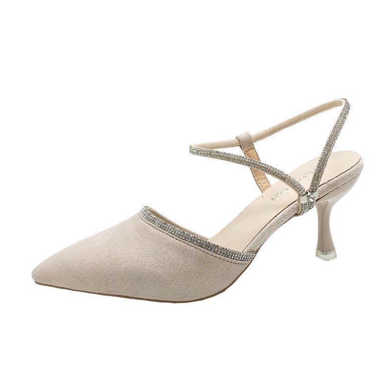 Блестящие кожаные женские босоножки с открытым носком и ремешком на пятке, элегантные женские туфли со стразами и ремешком на высоком каблуке для вечеринки