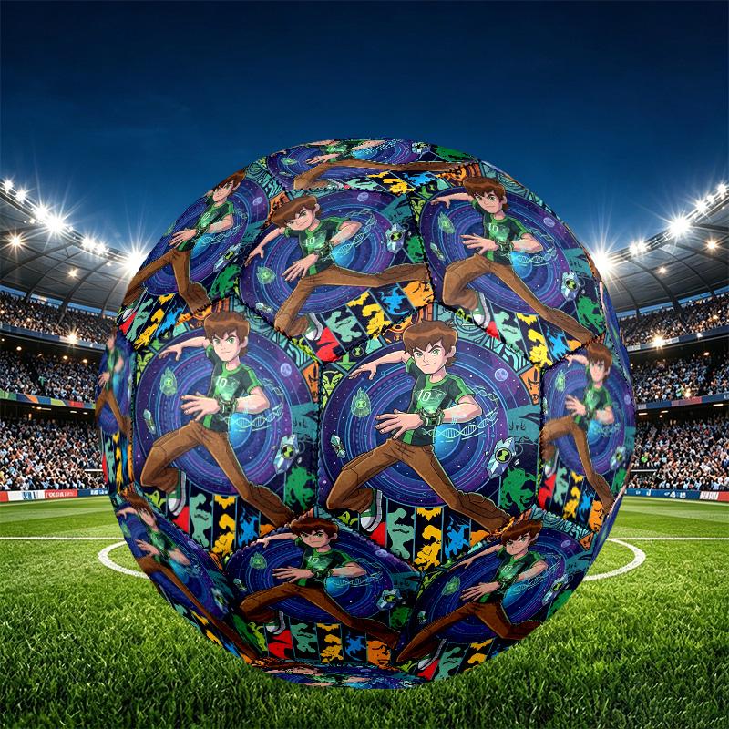 Ben 10 Cartoon Print Size 5 Soccer Ball, PU Wear Resistant Football for Match Training and Daily Practice, Birthday Gift for Soccer Fans