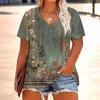 Women's Large Top V-Neck Printing Loose Short Sleeve T-shirt