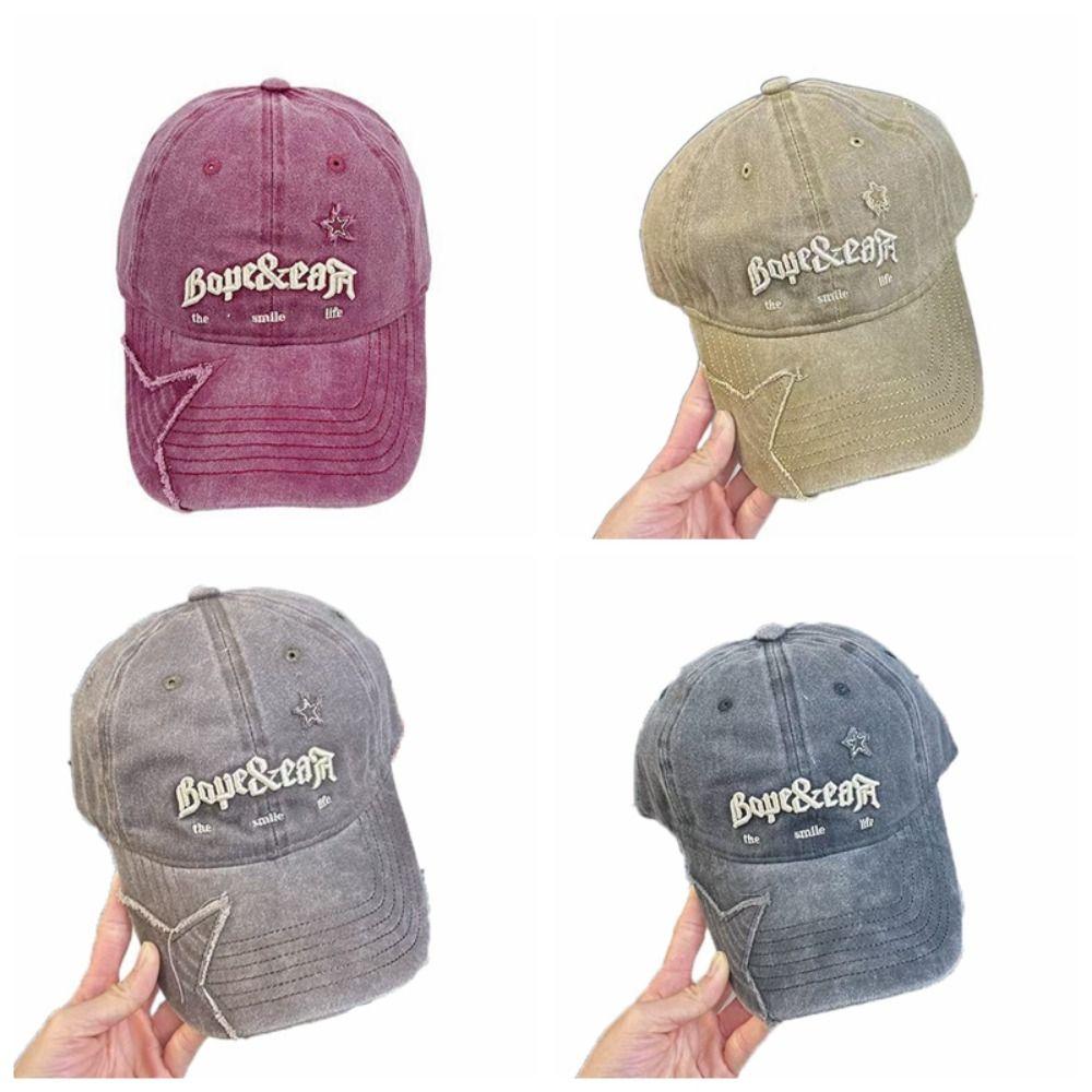 Бейсболка с вышитыми буквами, регулируемая кепка со звездой, бейсболка из выстиранного денима для подростков