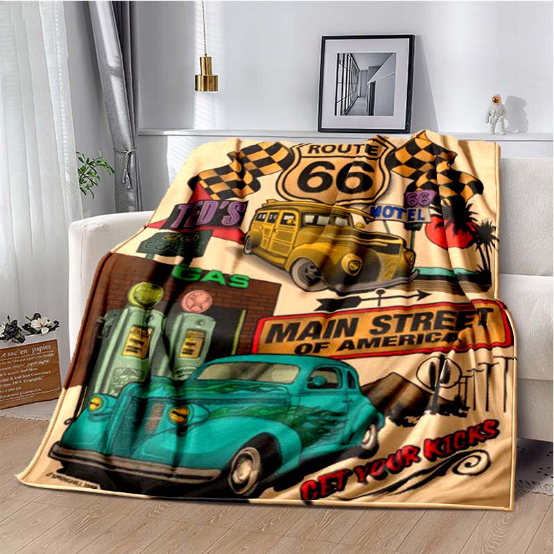 HD Винтажное Покрывало с Принтом Route 66 Американская Историческая Мать-Дорога Домашнее Очень Большое Мягкое Покрывало для Дивана-Кровати Дорожное Покрывало Подарок