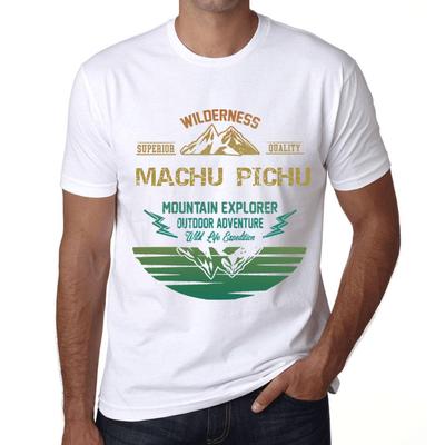 Мужская винтажная футболка с рисунком Mountain Explorer Machu Pichu, белая