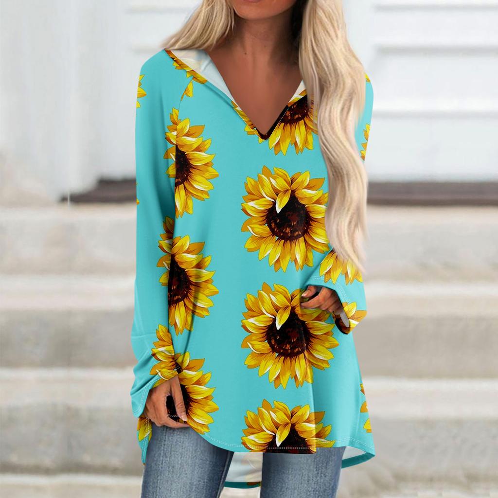 Женские свободные топы с V-образным вырезом и капюшоном с длинными рукавами, повседневные топы, домашние пижамы для отдыха, топы