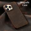 Для чехла Magsafe для iPhone 17 Air 16 15 Pro Max Ретро Роскошная Натуральная Коровья Кожа Полный Зерно Масляная Кожа PULL-UP Магнитная Крышка
