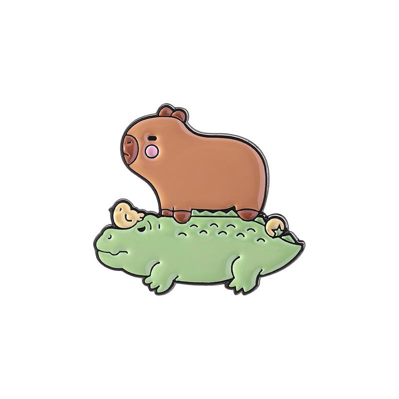 Creative Capybara Enamel Pins Lapel Brooches Cowboy OilPainting Car Burger Sandwich Dagger Funny Capybara Cartoon Badge Jewelry