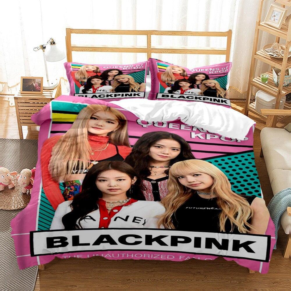 Домашний текстиль Цифровая печать Постельное белье Kpop Комбинация Blackpink Набор из трех предметов