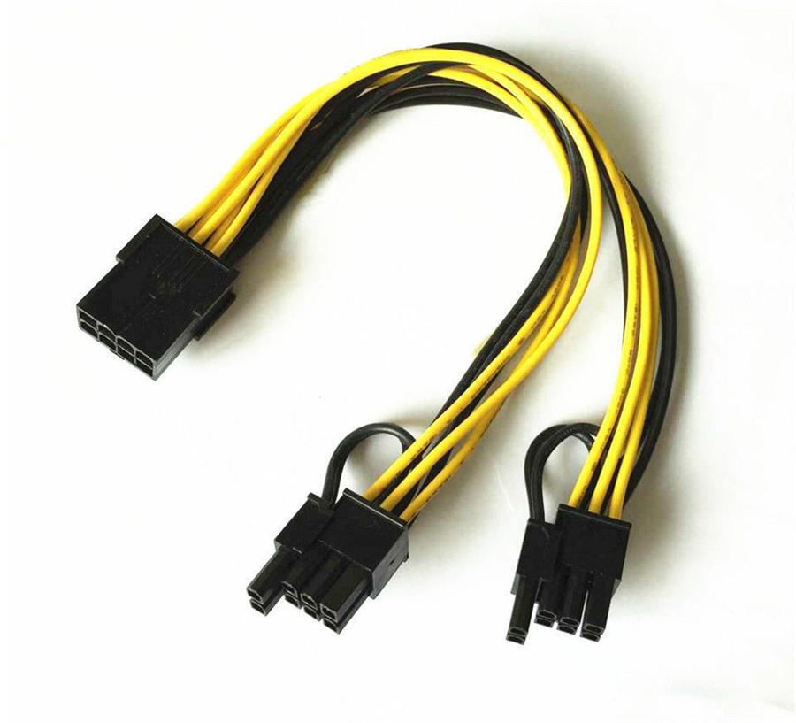 10 шт. PCIE 8-контактный на двойной 8-контактный (6 + 2) Кабель питания адаптера видеокарты 30 см
