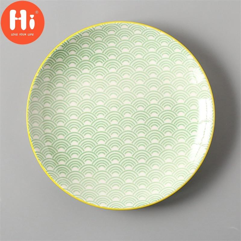 Japanese Style 8 Inch Ceramic Under Glazed Vegetable Dinner Plate Simple Dessert Plate Household Small Steak Dish Food Container
