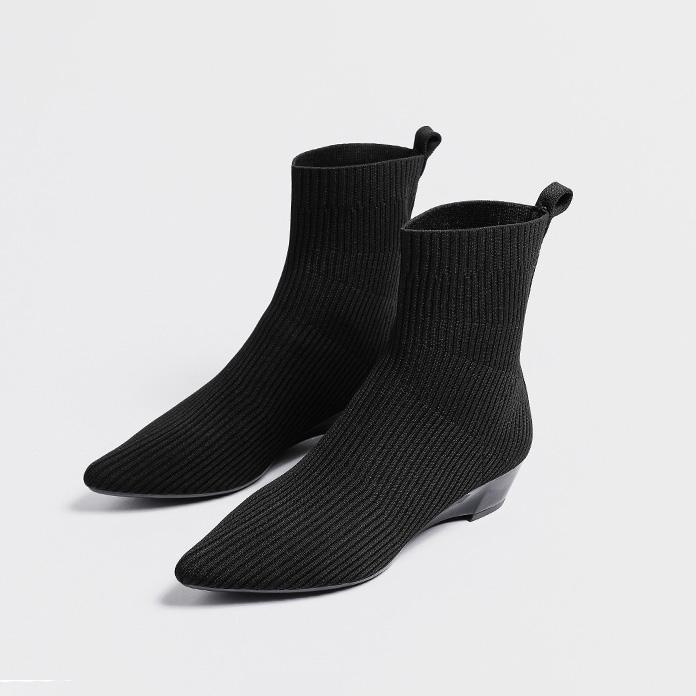 Женские весенние вязаные цветные заостренные ботинки с острым носком, повседневные, с покатым каблуком, эластичные, короткие, ботинки Martin, туфли для рыцарей, размеры 34-40