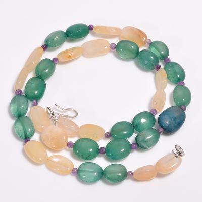 Натуральный Мульти Авантюрин Аметист Микс Формы Бусы Ожерелье 3-12 мм 18" UB-8354 UB-8354