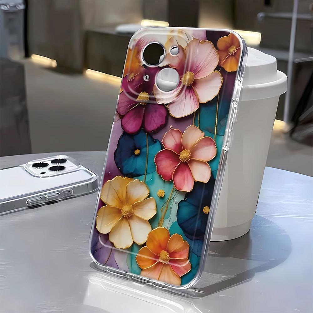 Прозрачный чехол с винтажными цветами для IPhone 16 15 14 13 12 11 Pro Max X XS Max XR 7 8 Plus Чехол 16E