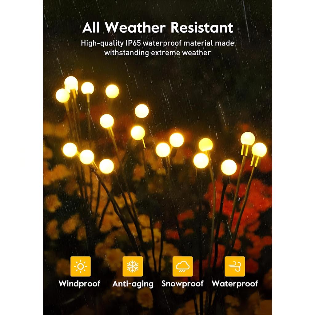 6/8/10 LED Solar Garden Lights Powered Firefly Lights Outdoor Waterproof Vibrant Garden Lights for Patio Pathway Decoration,Warm