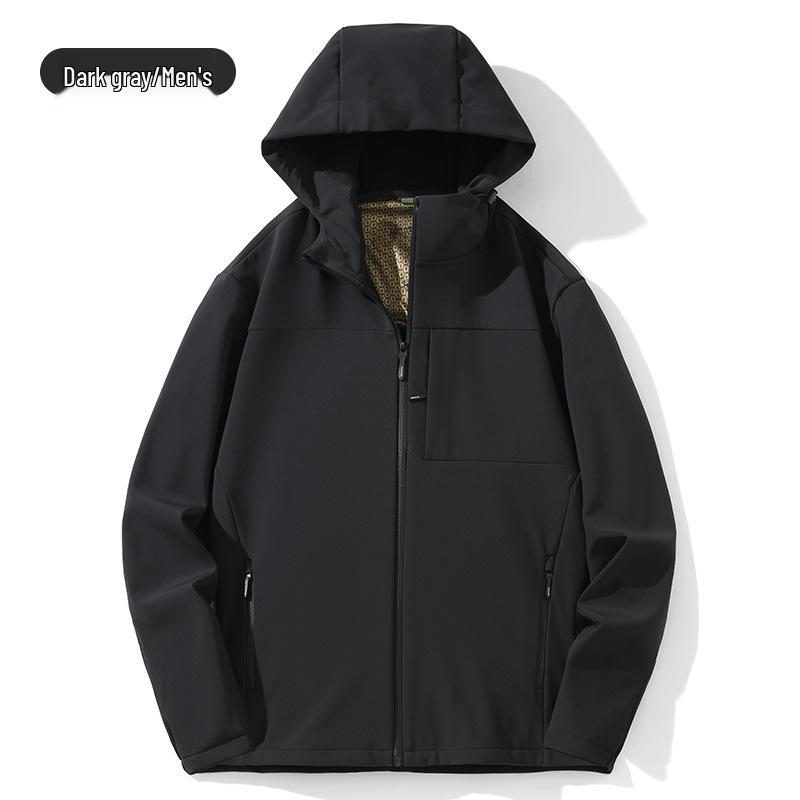 Unisex Windproof Softshell Jacket: Warm Hooded Outdoor Cardigan for Men & Women In Autumn/Winter