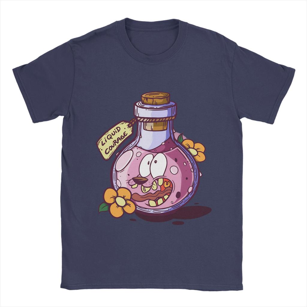 Courage Dog T-Shirt Summer 100% Cotton T Shirts For Men Harajuku Design Tshirt Short-Sleeve Vintage Tops