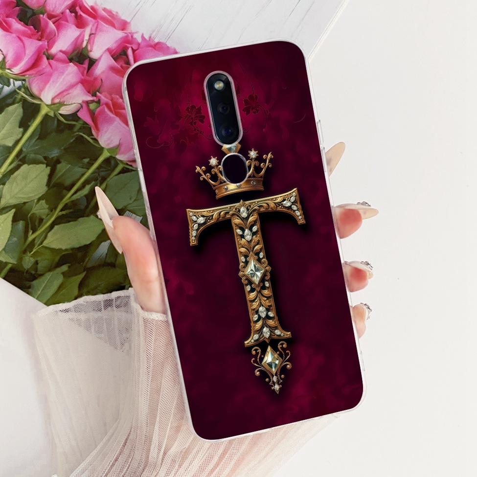 Для Oppo F11 Pro Чехол Прозрачный Роскошная Корона Буквы А-Я 2D Расписной Мягкий Корпус CPH1969 CPH2209 CPH1987
