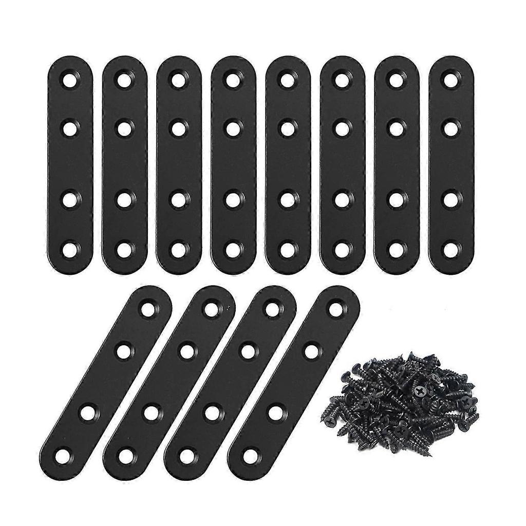 12 PCS Straight Brackets Stainless Steel Flat Metal Brackets Mending Repair Plate with Screws