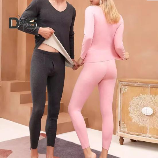 Комплект из 2 предметов, зимний женский термобелье, бесшовный, с круглым вырезом, с длинным рукавом, теплый, облегающий, высокоэластичный, для холодной погоды, пижамный комплект, домашняя одежда, одежда для сна