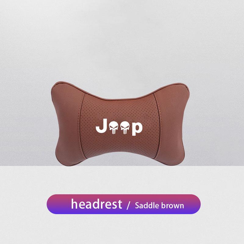 Car Seat Headrest Auto Logo Neck Pillow For Jeep Wrangler Rubicon Renegade Compass Grand Cherokee Patriot Liberty Gladiator JK AKZ1