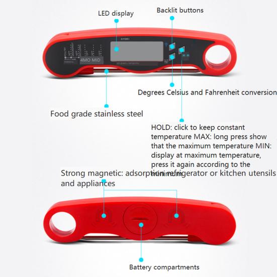 Пищевой термометр, простое управление, товары для дома, термостойкий цифровой тестер температуры пищевых продуктов, мяса, практичное измерение, многоразовый
