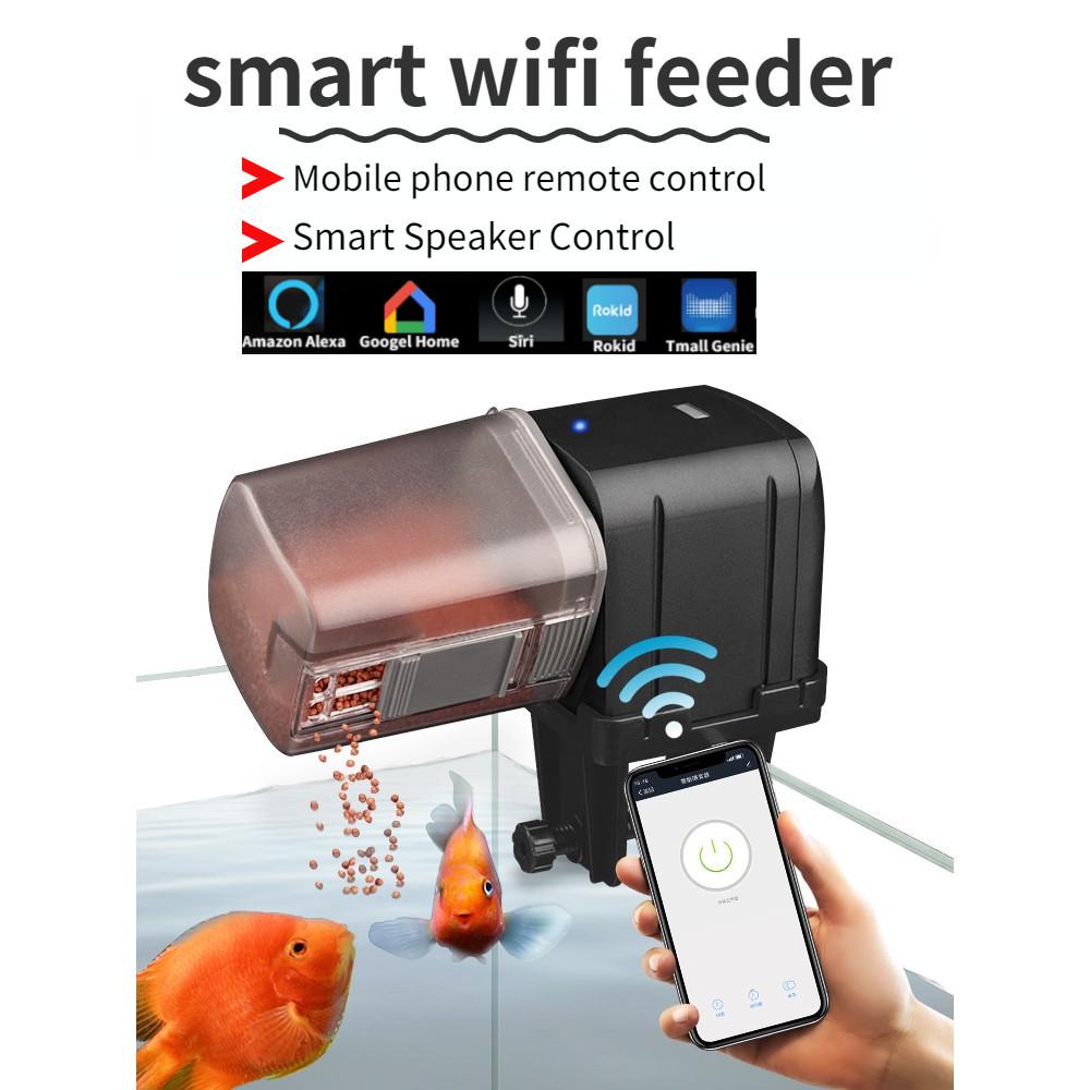 200ml/100ml/450ml/200ml Intelligent Timing Food Dispenser Wifi Smart Phone App Remote Control Fish Feeding Device Automatic Aquarium Fish Tank Feeder