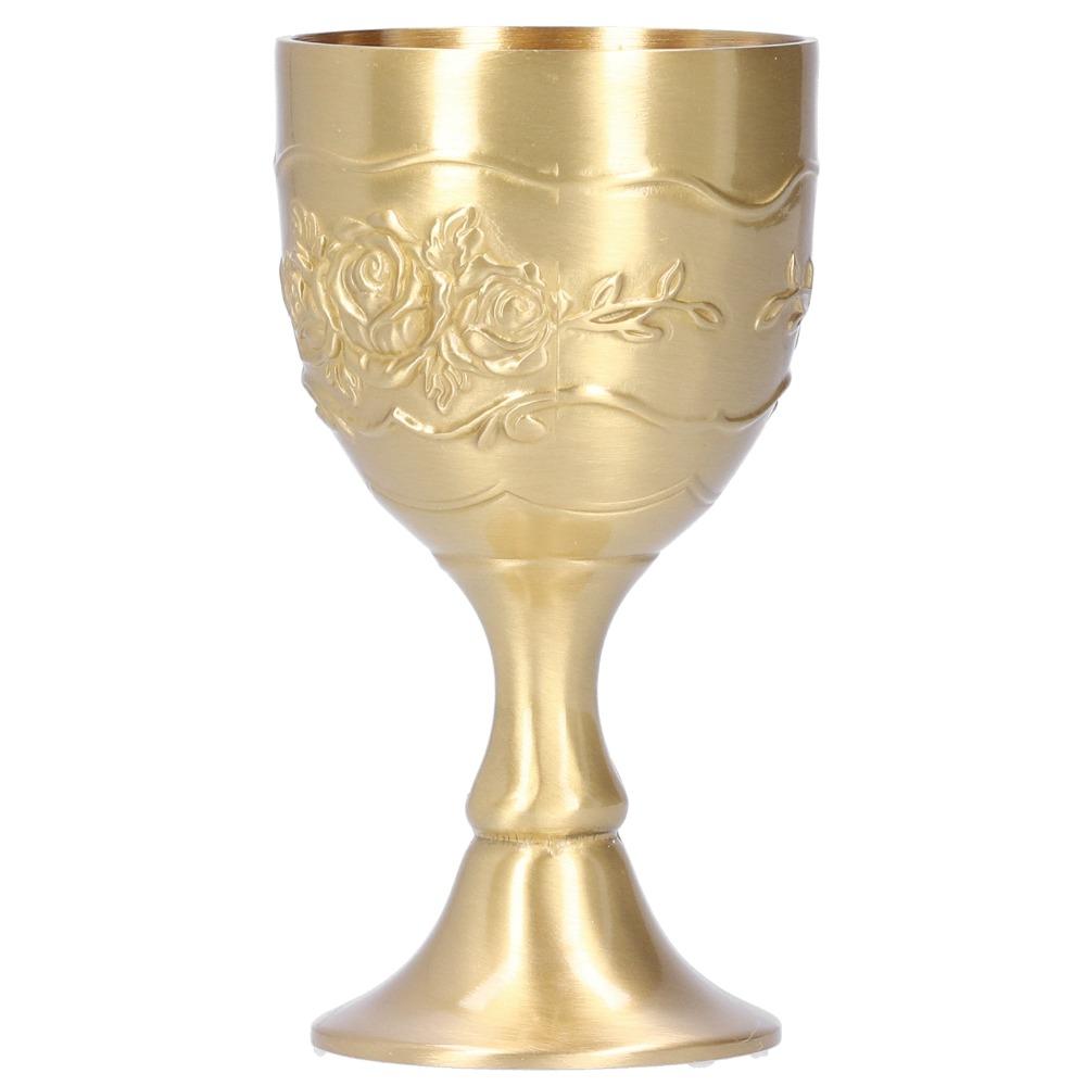 Engraved Flower Vintage Chalice Embossed Rose Wine Goblet Brass Goblet Party Supplies