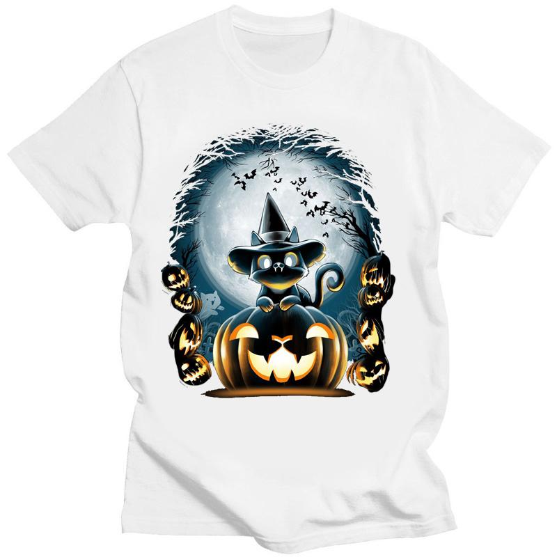 Хэллоуин Скелет Смешная Футболка Маленькое Привидение Креативный Подарок Футболки Повседневная Короткая Женская Мужская Одежда Футболки Топы Уличная Одежда