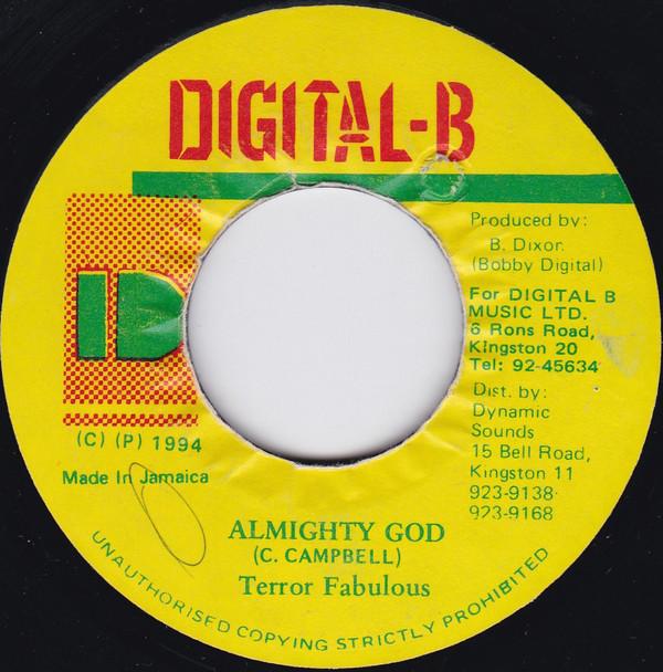 7-дюймовая пластинка TERROR FABULOUS - Всемогущий Бог NONE Digital-B 1994 Ямайка Регги, Ска и Даб Б/У